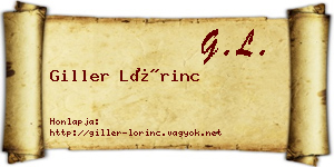 Giller Lőrinc névjegykártya